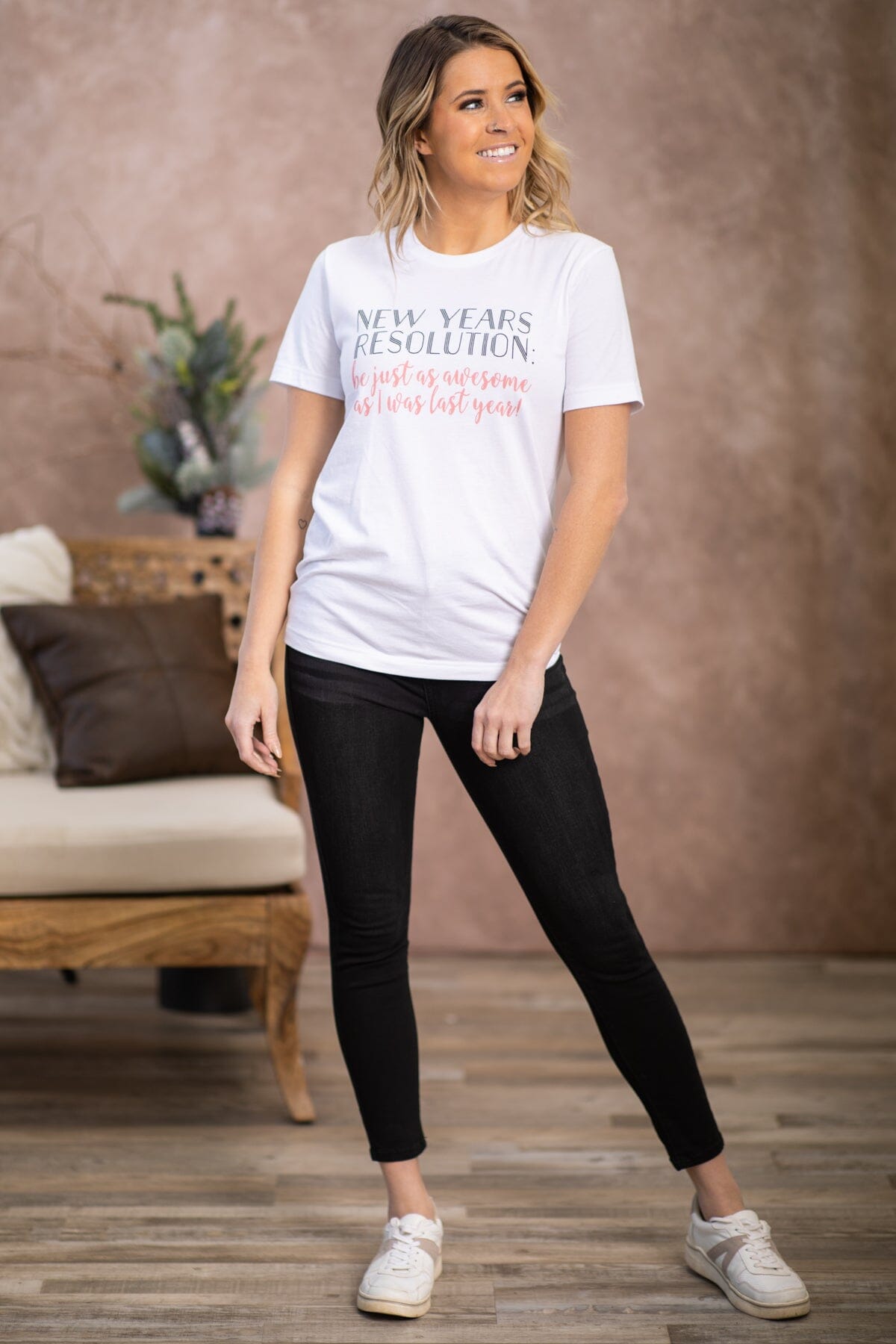 White New Years Resolutions Graphic Tee - Filly Flair