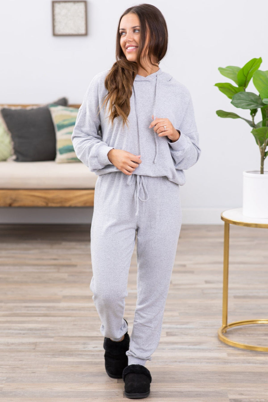 Heather Grey Top and Jogger Lounge Set - Filly Flair