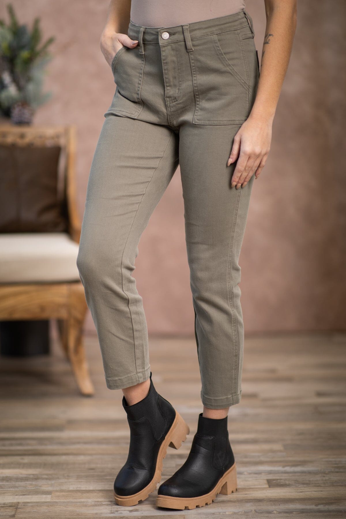 Judy Blue Olive Carpenter Pants - Filly Flair