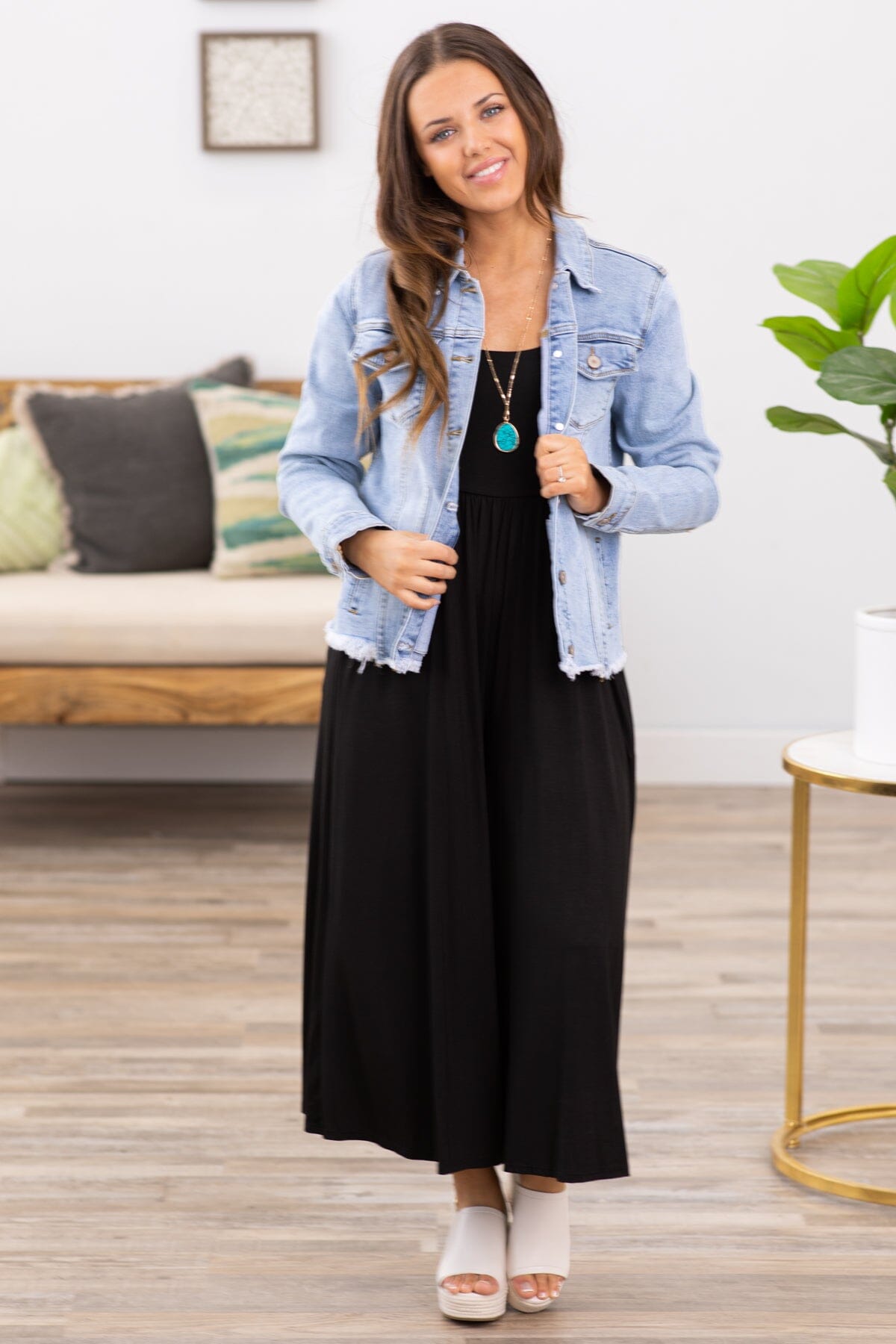 Black Fit and Flare Wide Leg Jumpsuit - Filly Flair