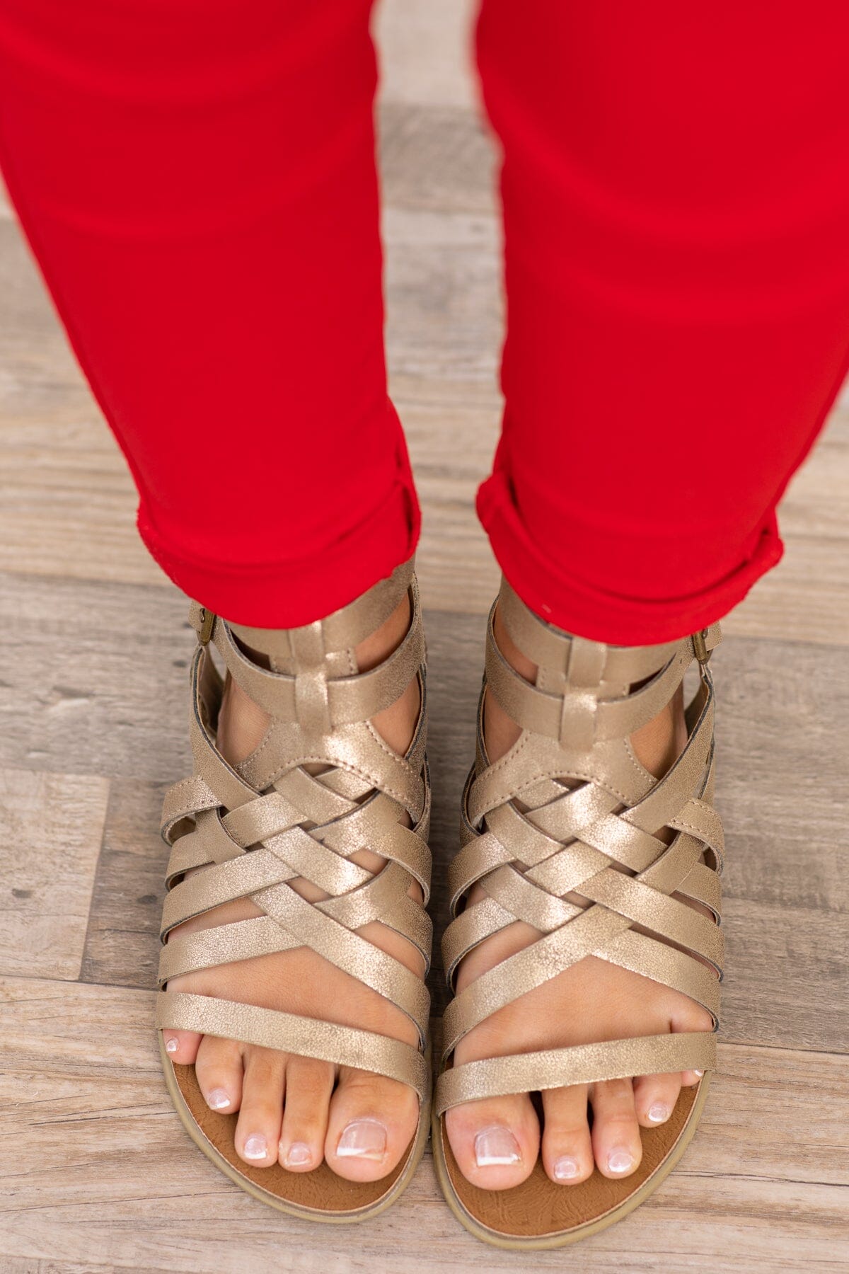 Gold Metallic Gladiator Sandals - Filly Flair