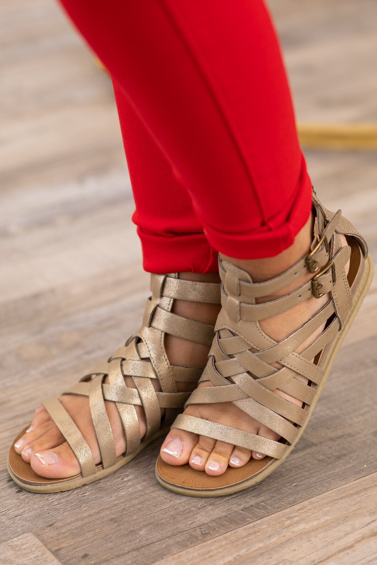 Gold Metallic Gladiator Sandals - Filly Flair