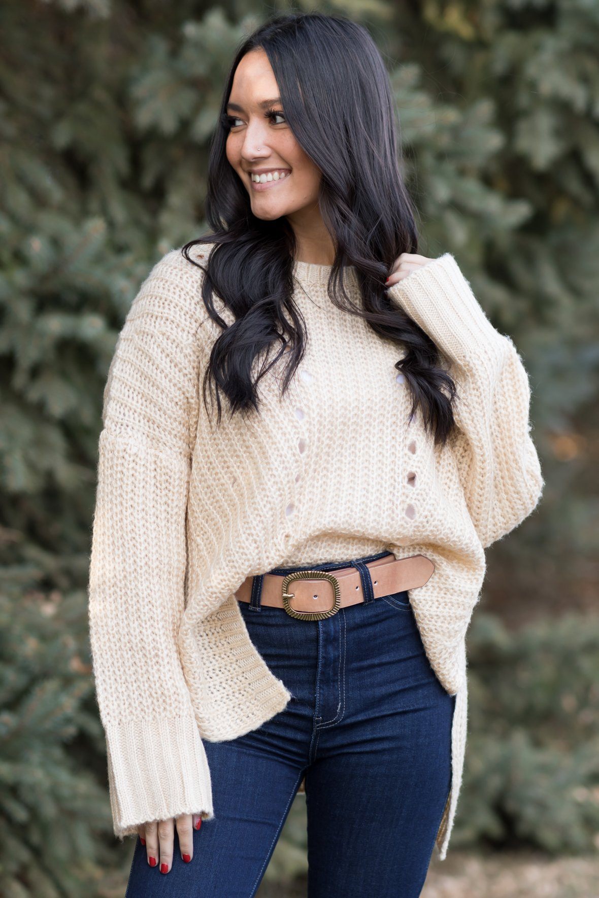 Hot And Cold Knit Sweater In Cream - Filly Flair