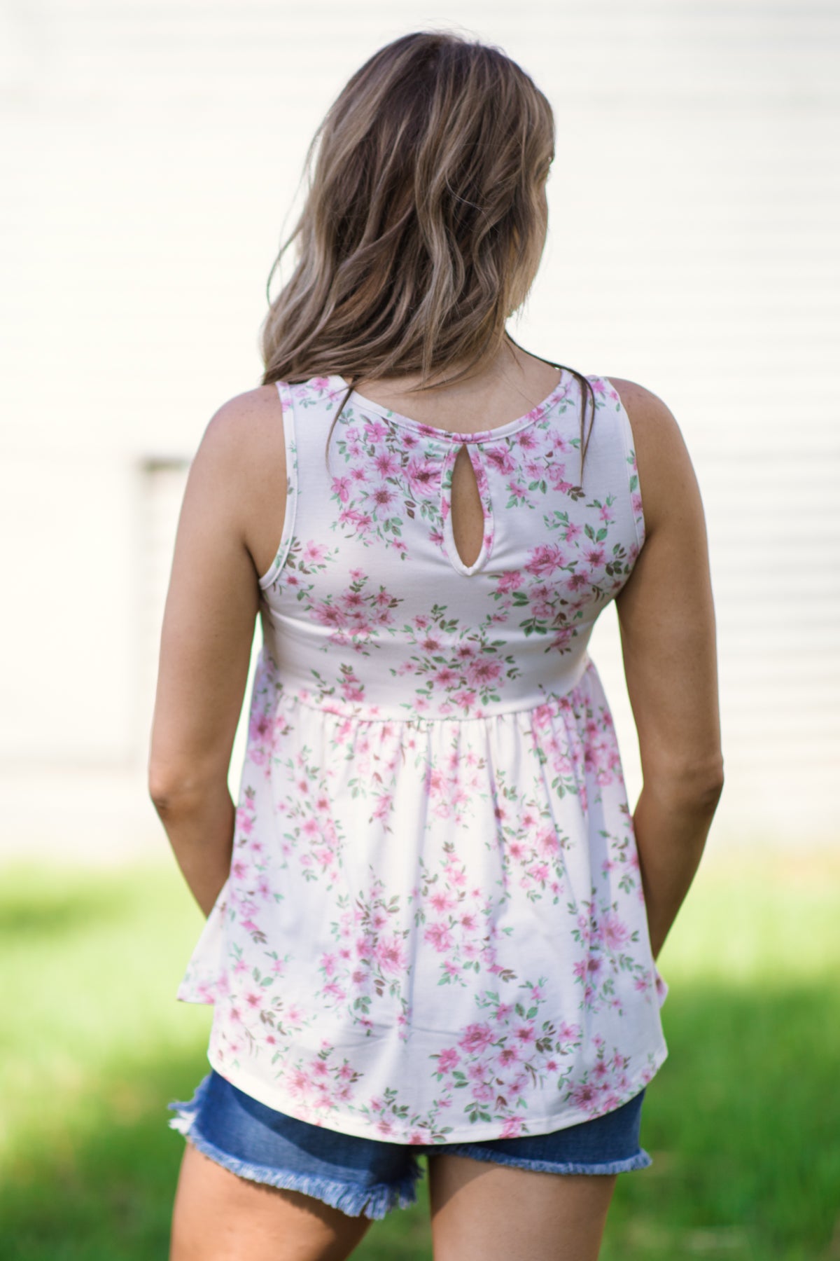 Cream and Dusty Rose Floral Babydoll Tank - Filly Flair