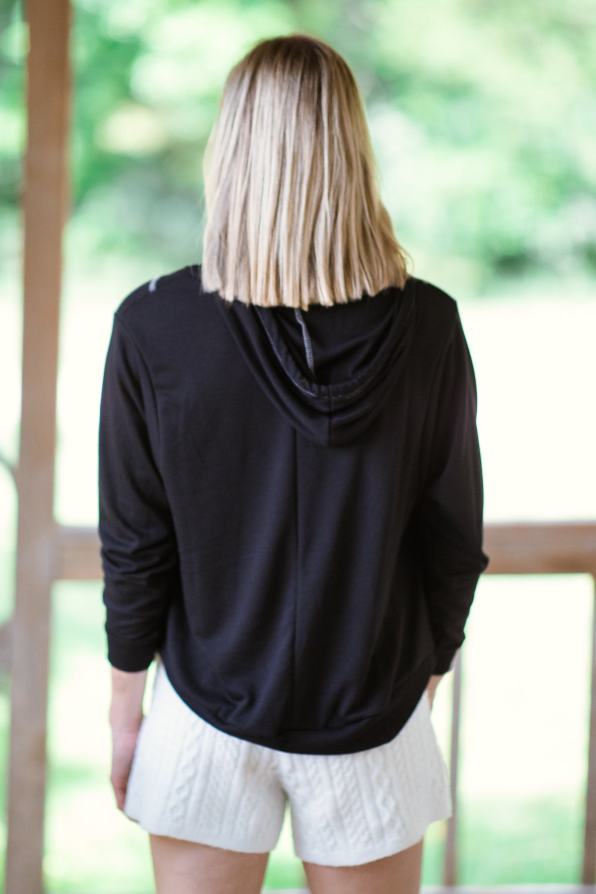 Black and White Contrast Stitch Hooded Top - Filly Flair