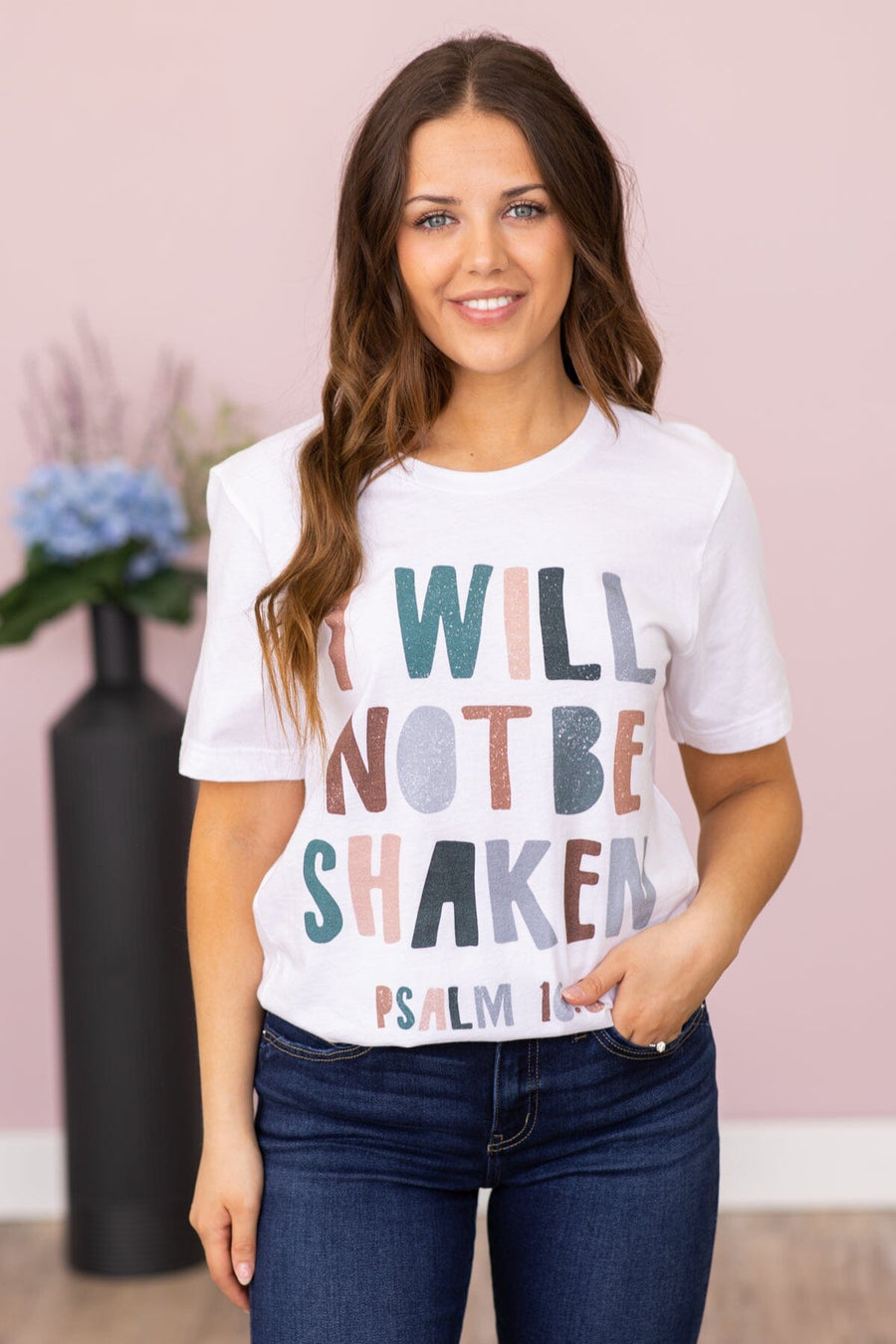 White I Will Not Be Shaken Graphic Tee - Filly Flair