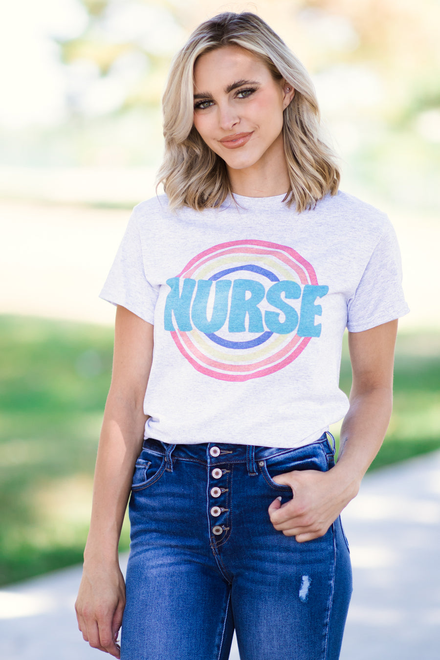 Light Grey Nurse Graphic Tee - Filly Flair
