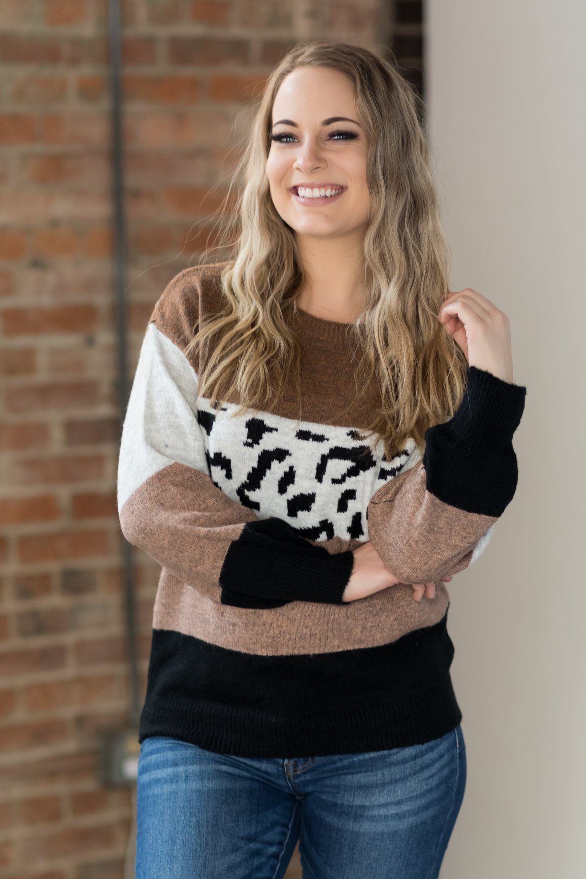 A Wild Ride Color Block Sweater in Brown - Filly Flair