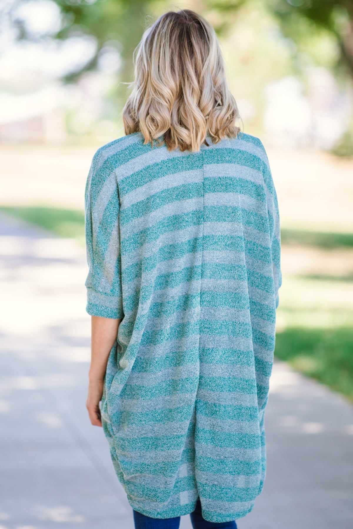 Teal Heathered Stripe Cardigan - Filly Flair