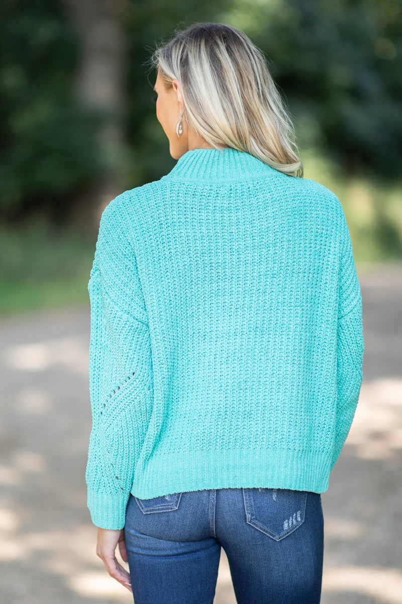 Turquoise Mock Neck Sweater - Filly Flair