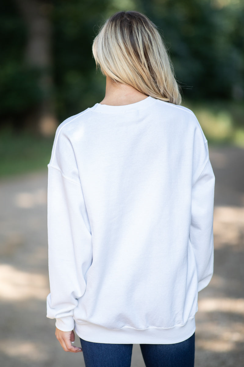 White Midnight Dreamer Graphic Sweatshirt - Filly Flair