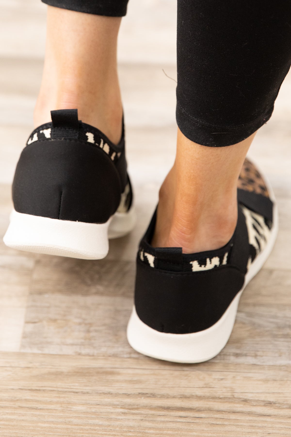 Black and Tan Animal Print Knit Sneakers - Filly Flair