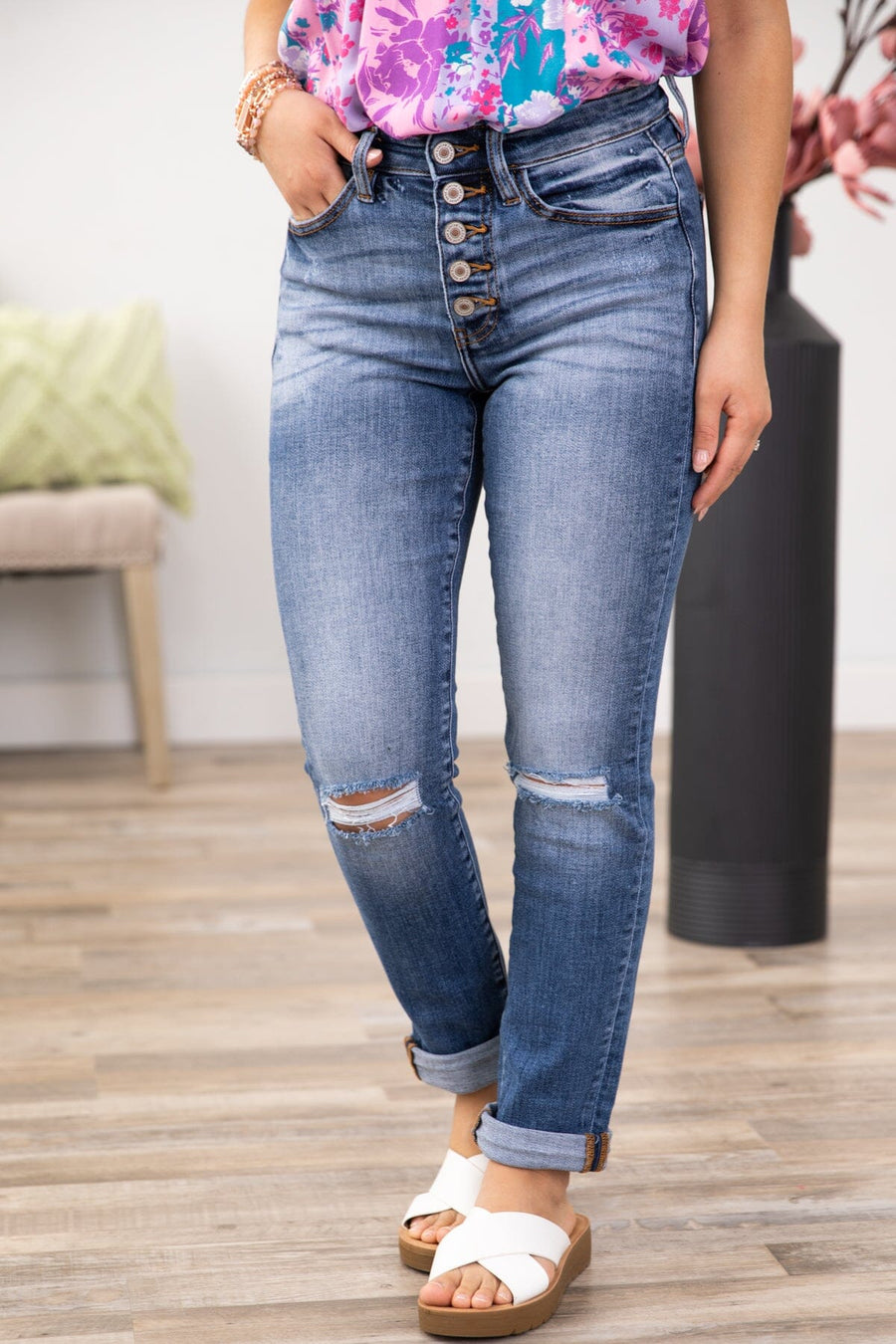 Kancan Gemma Skinny Straight Leg Jeans - Filly Flair