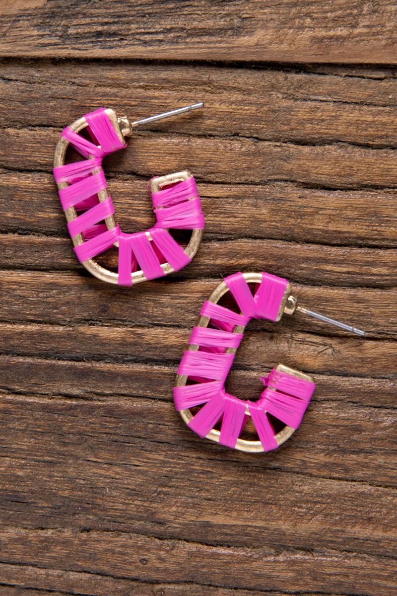 Hot Pink Wrapped C Earring - Filly Flair