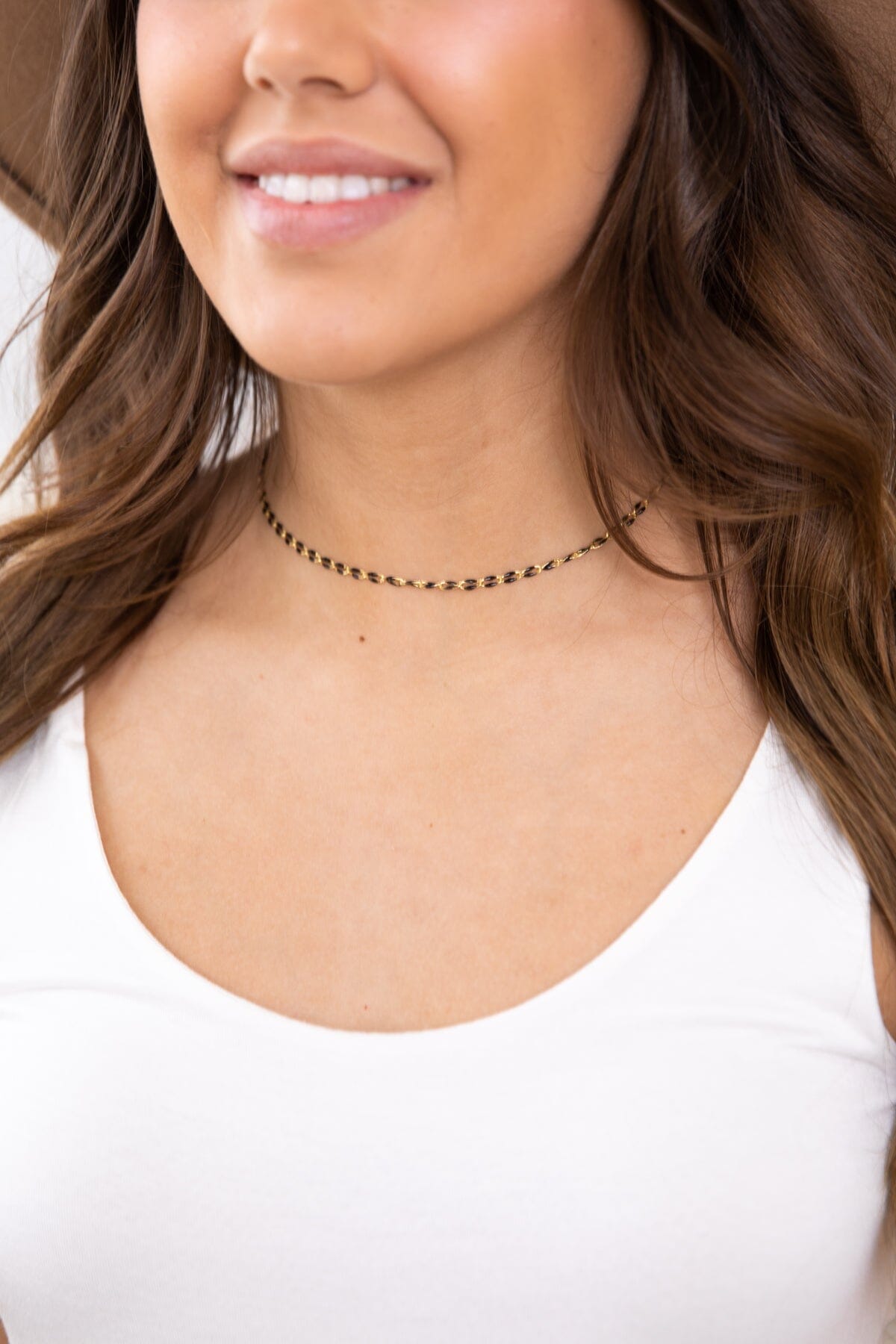 Gold and Black Enamel Chain Necklace - Filly Flair