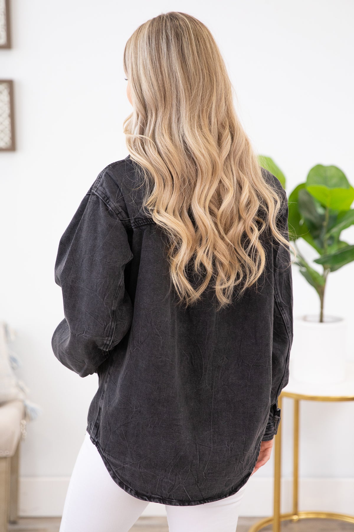 Black Washed Denim Shacket - Filly Flair