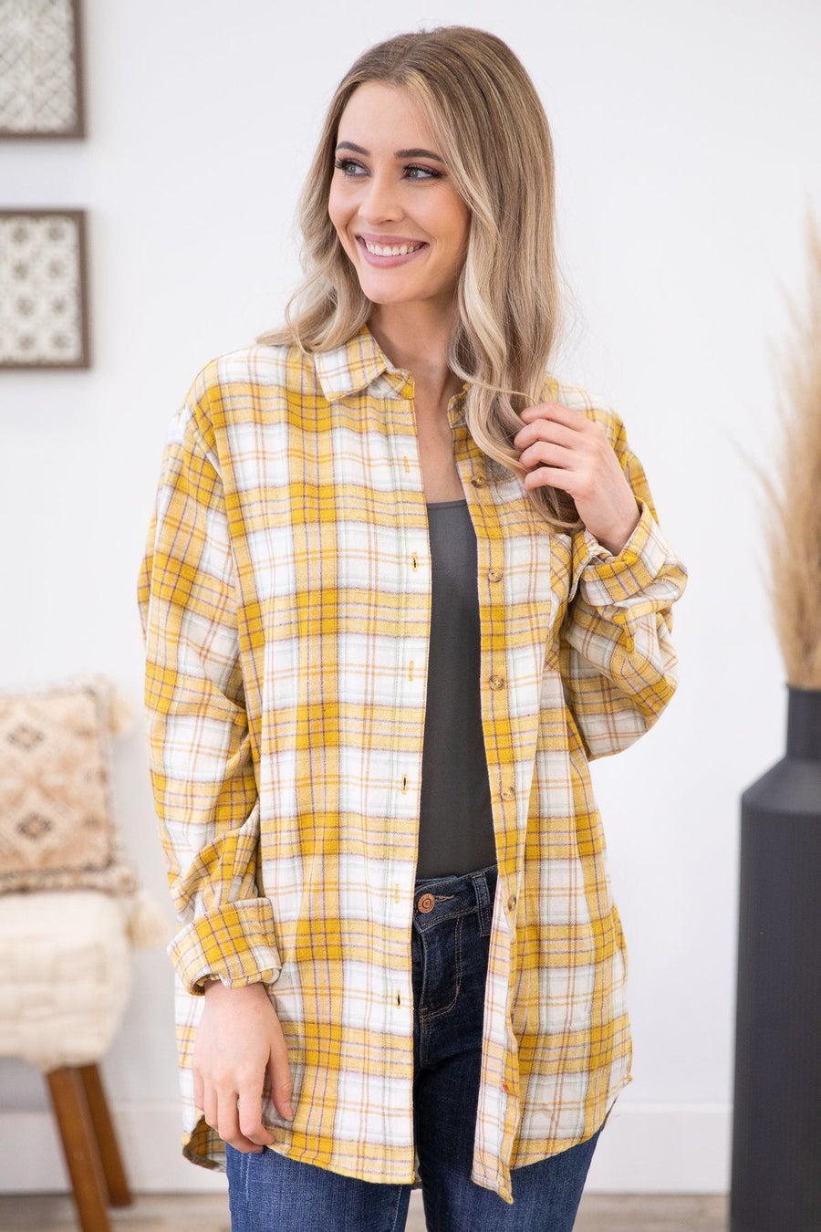 Cinnamon and Ivory Multicolor Plaid Top - Filly Flair