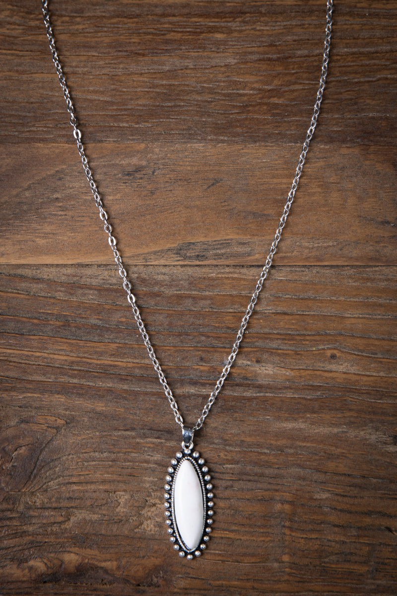 Silver and White Thin Chain Necklace - Filly Flair