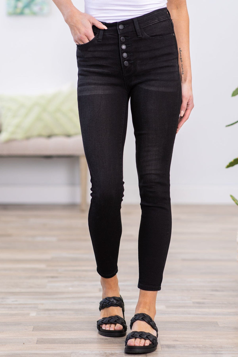 Judy Blue Black Button Fly Jeans - Filly Flair