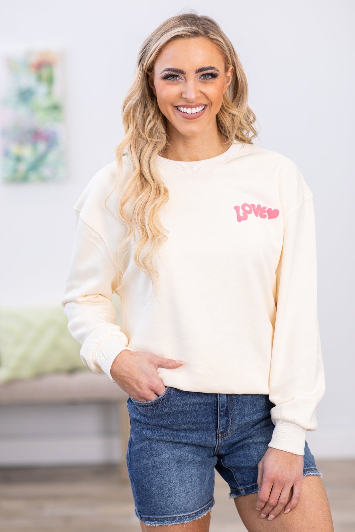 Cream Love Yourself Graphic Sweatshirt - Filly Flair