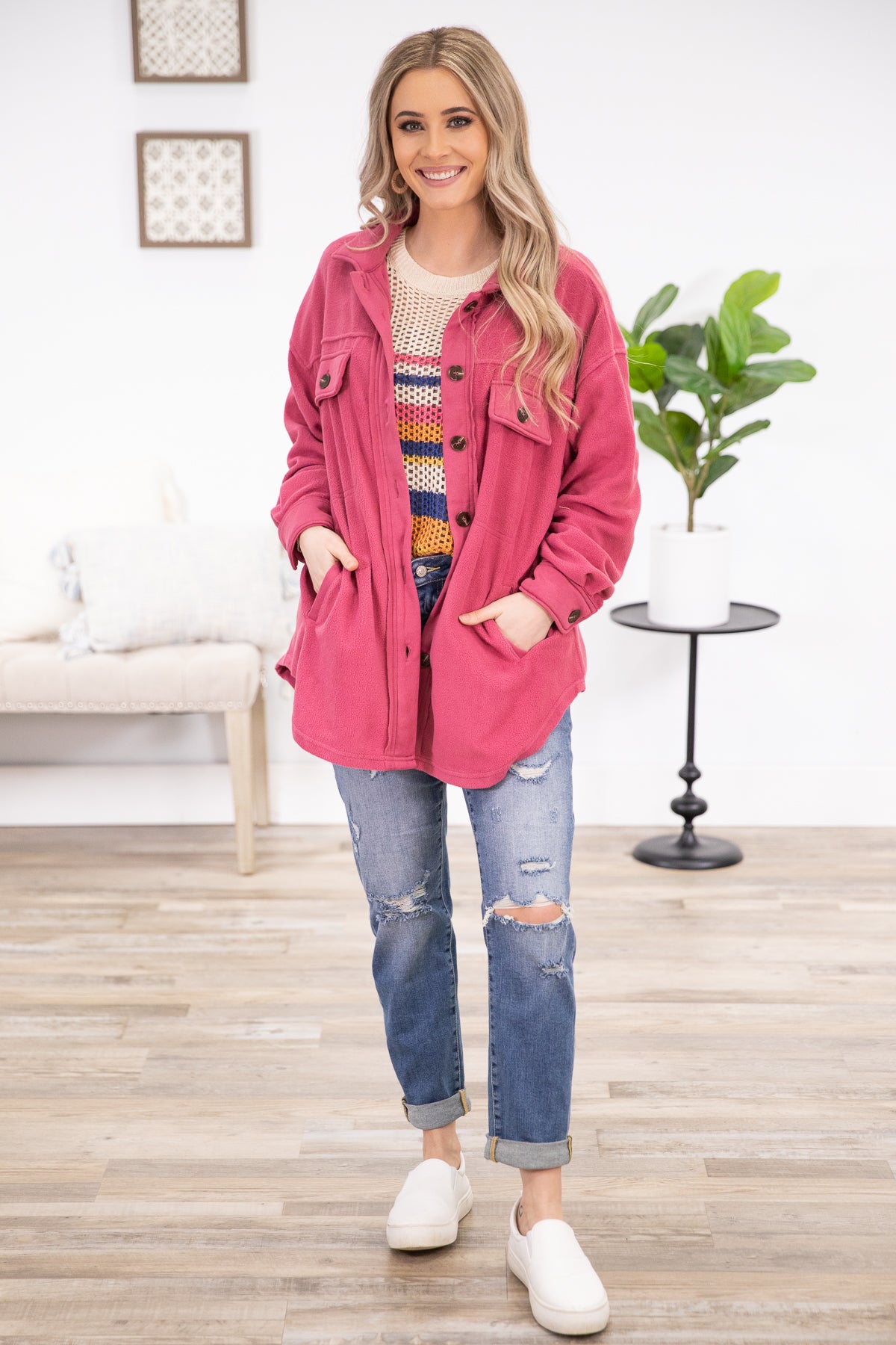Hot Pink Shacket with Pockets - Filly Flair