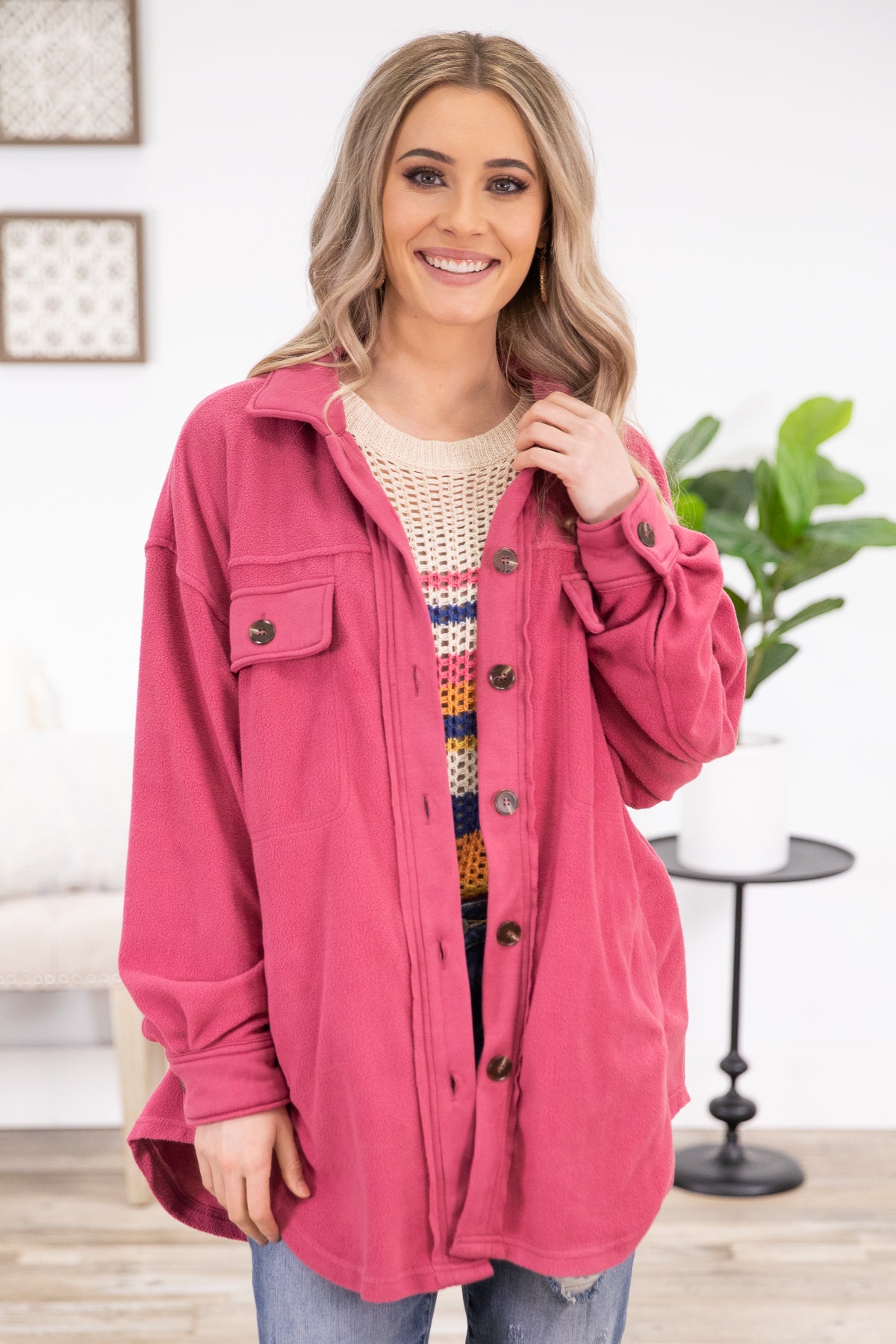 Hot Pink Shacket with Pockets - Filly Flair