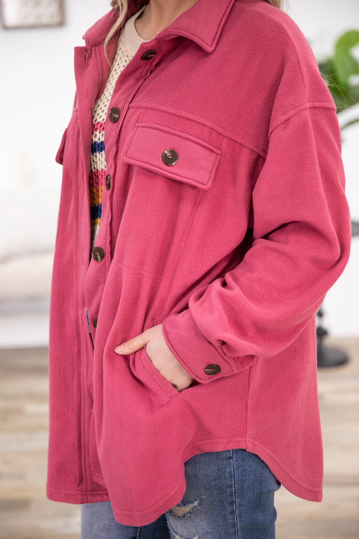 Hot Pink Shacket with Pockets - Filly Flair