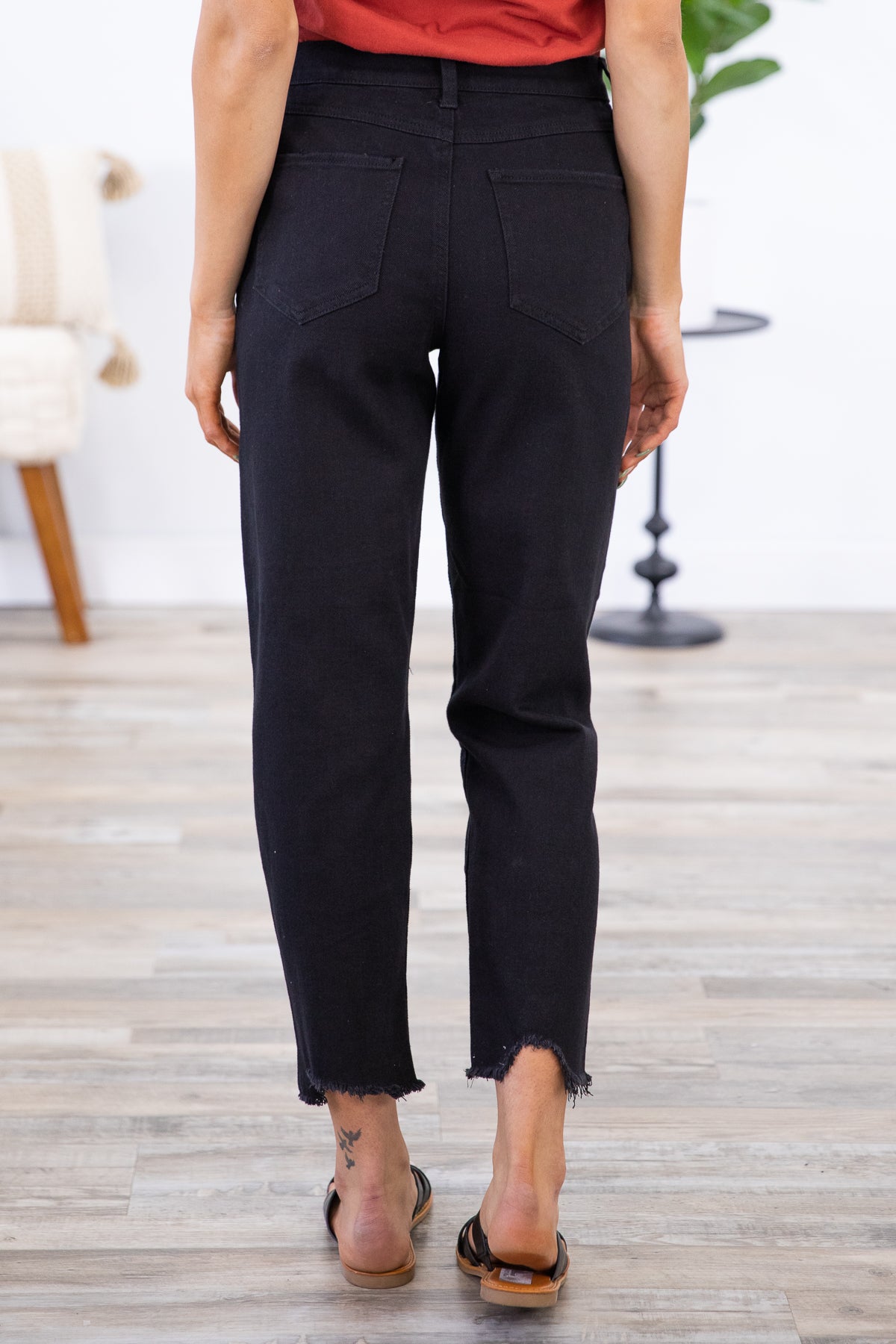 Black Raw Hem Relaxed Fit Jeans - Filly Flair