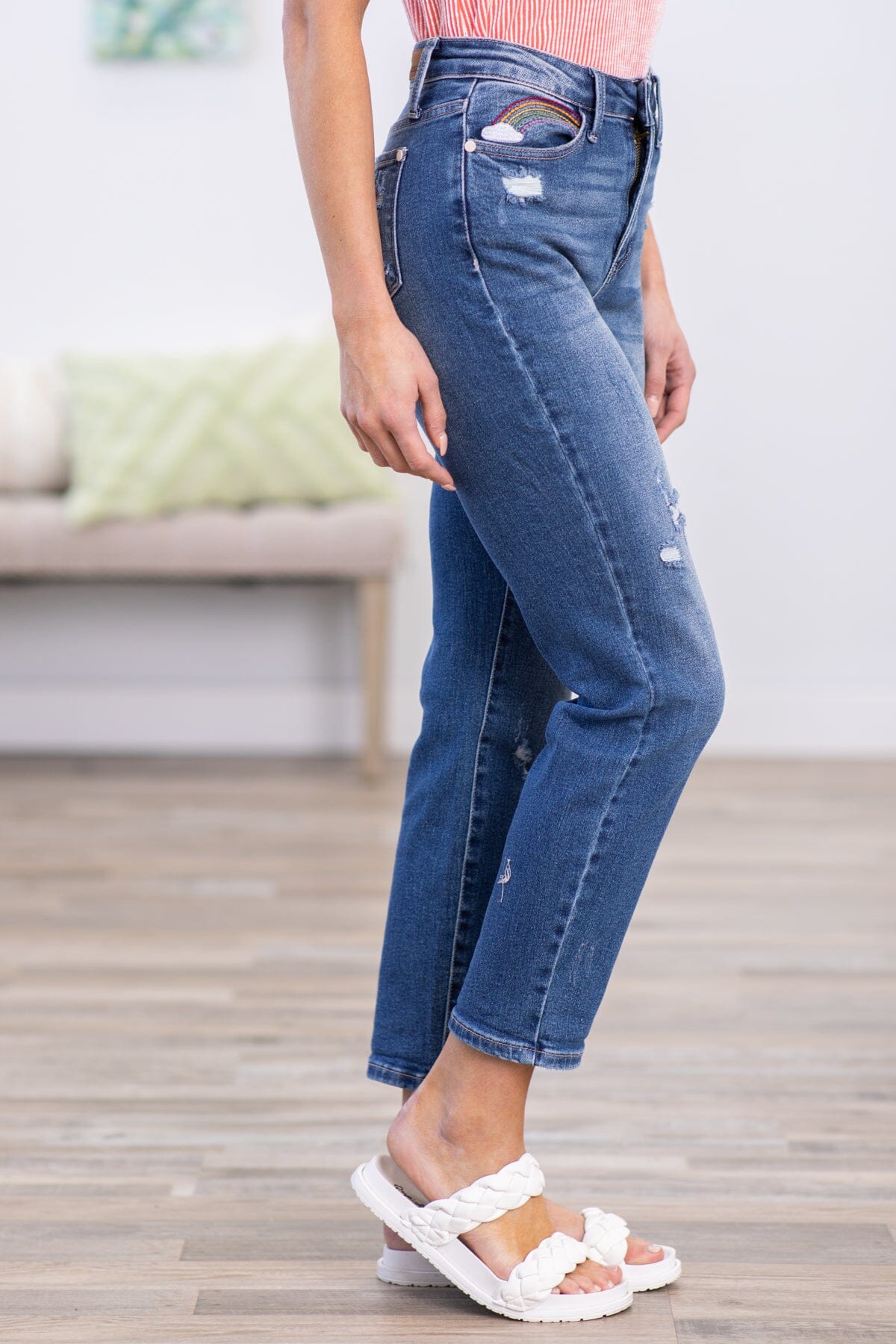 Judy Blue Rainbow Stitch Cropped Jeans · Filly Flair