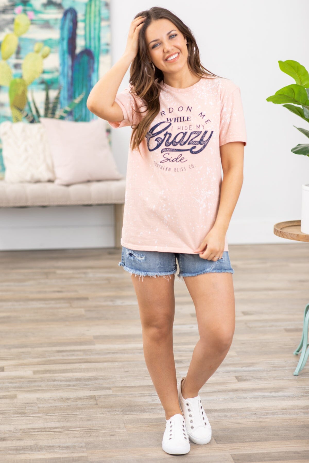 Peach Hide My Crazy Side Graphic Tee - Filly Flair