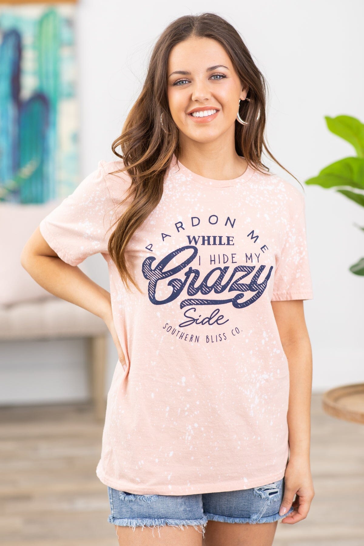 Peach Hide My Crazy Side Graphic Tee - Filly Flair