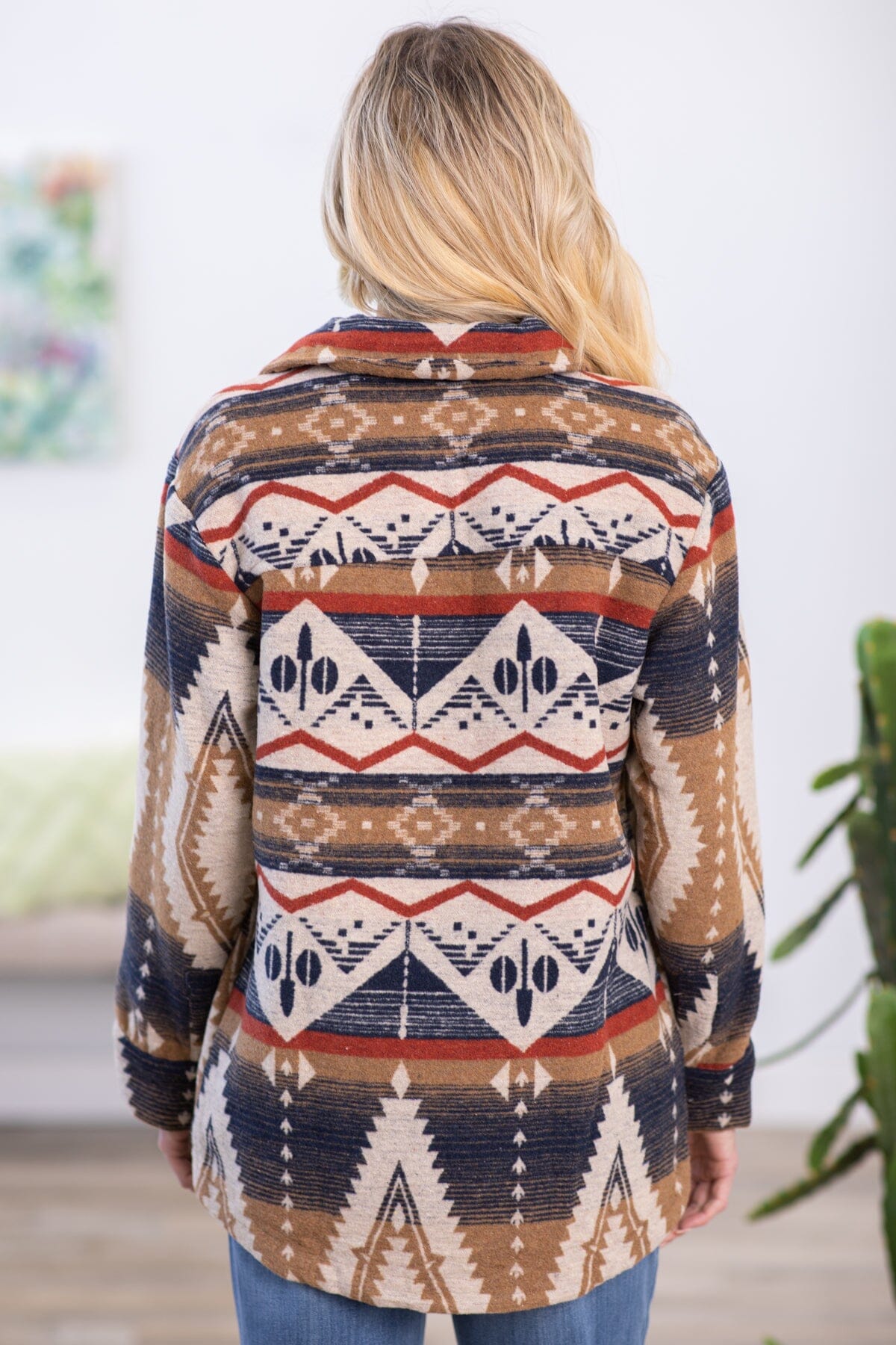 Taupe Multicolor Aztec Print Shacket - Filly Flair