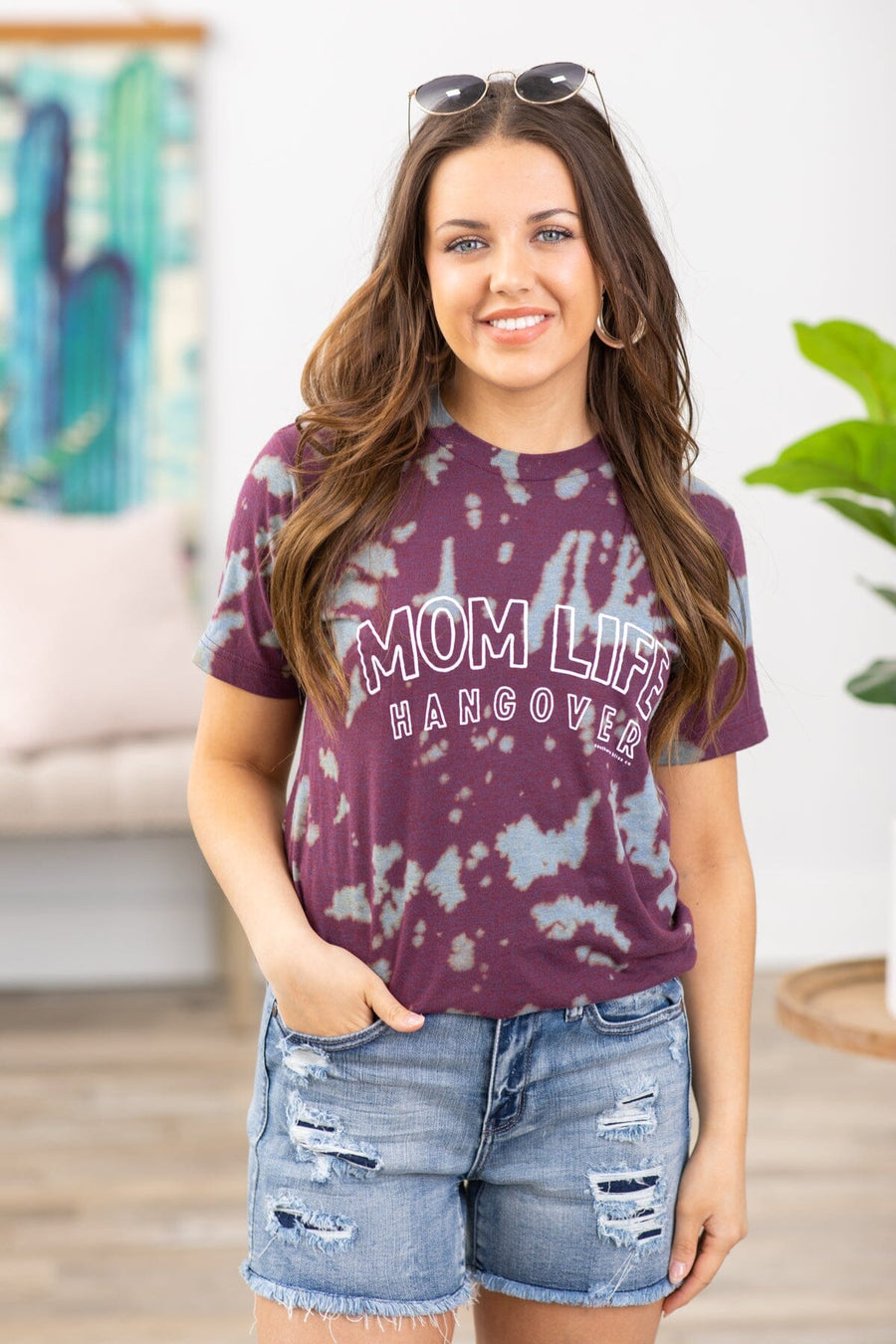 Berry and Blue Mom Hangover Graphic Tee - Filly Flair