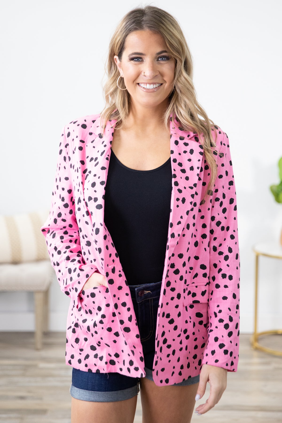 Pink and Black Animal Print Blazer - Filly Flair