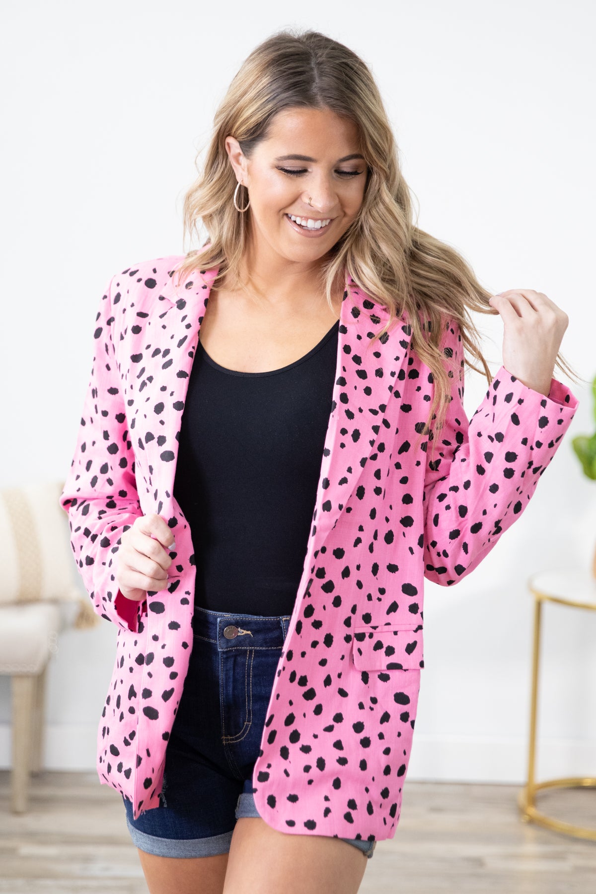Pink and Black Animal Print Blazer - Filly Flair