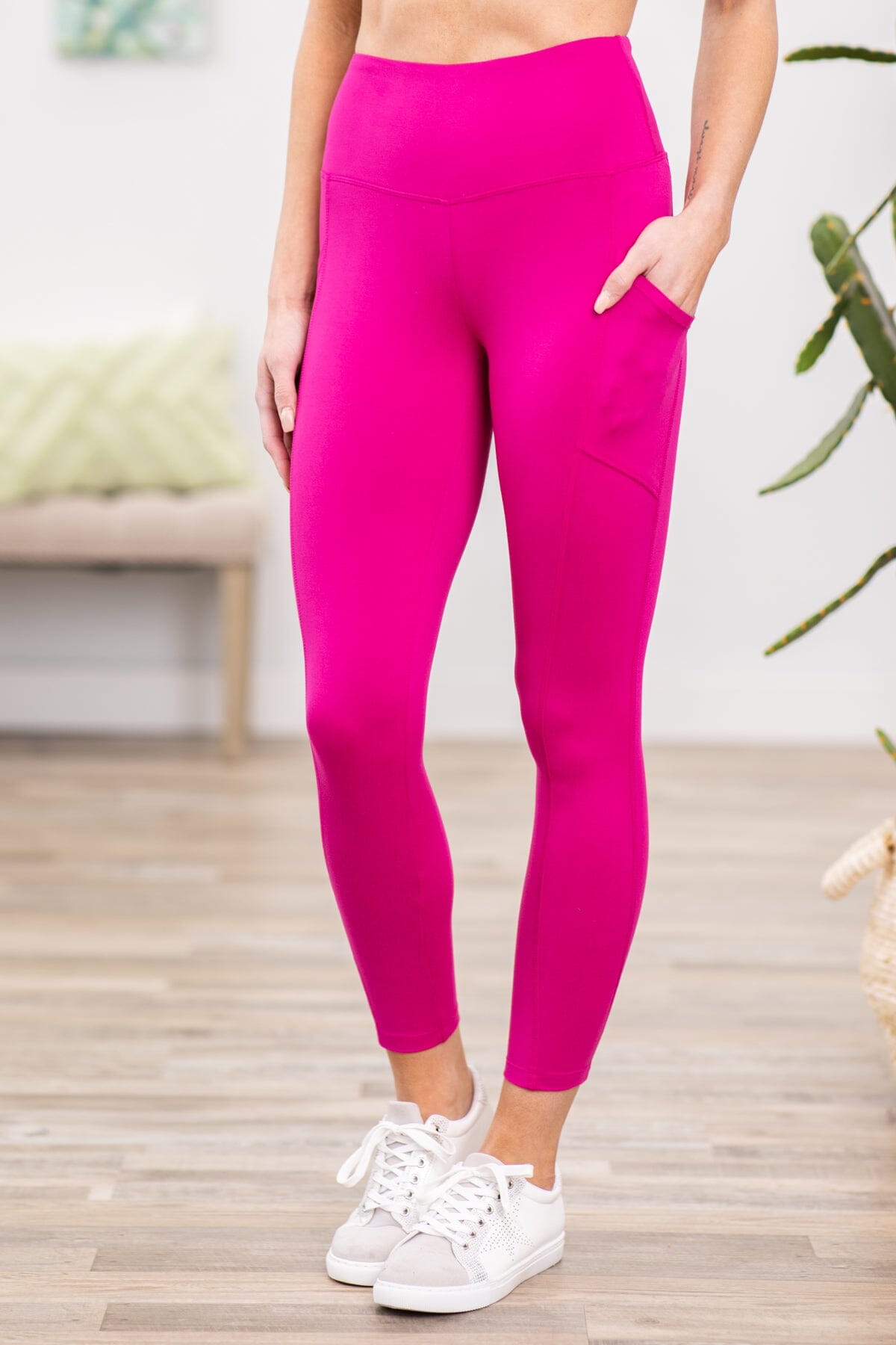 Hot Pink Leggings With Pocket - Filly Flair