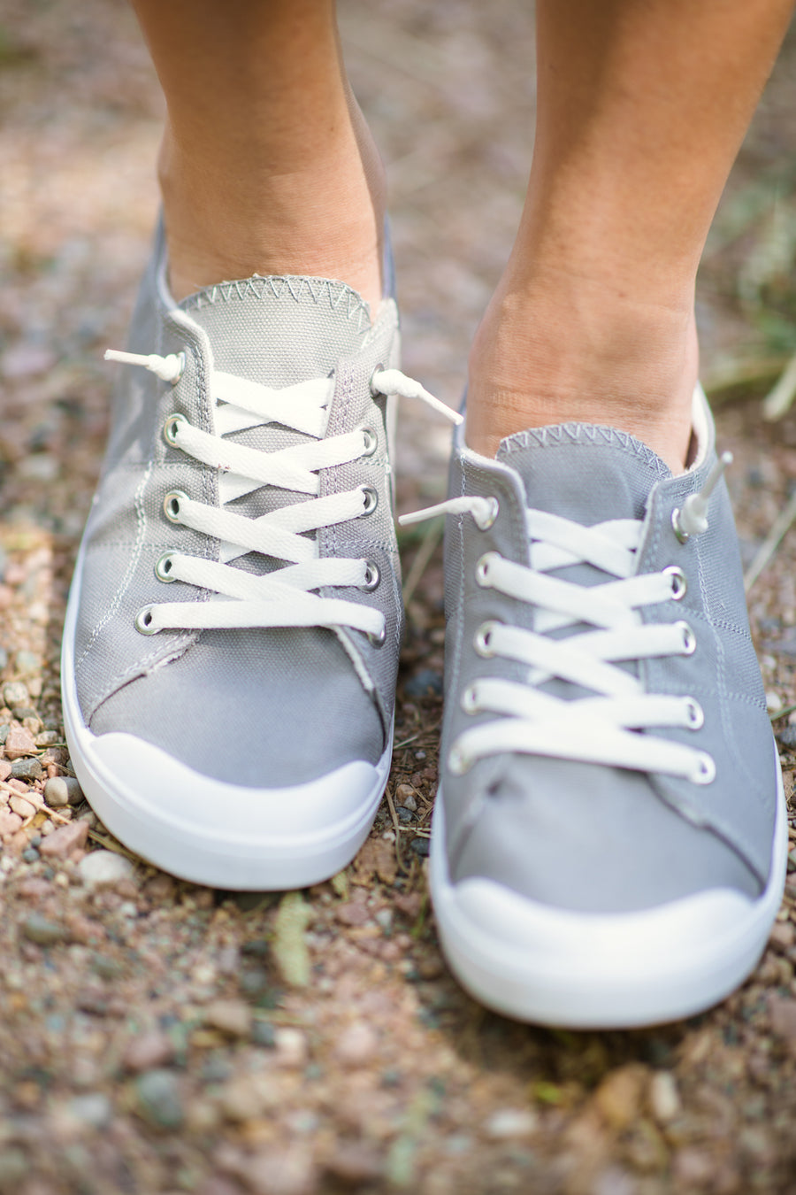 Grey and White Lace Up Sneakers - Filly Flair