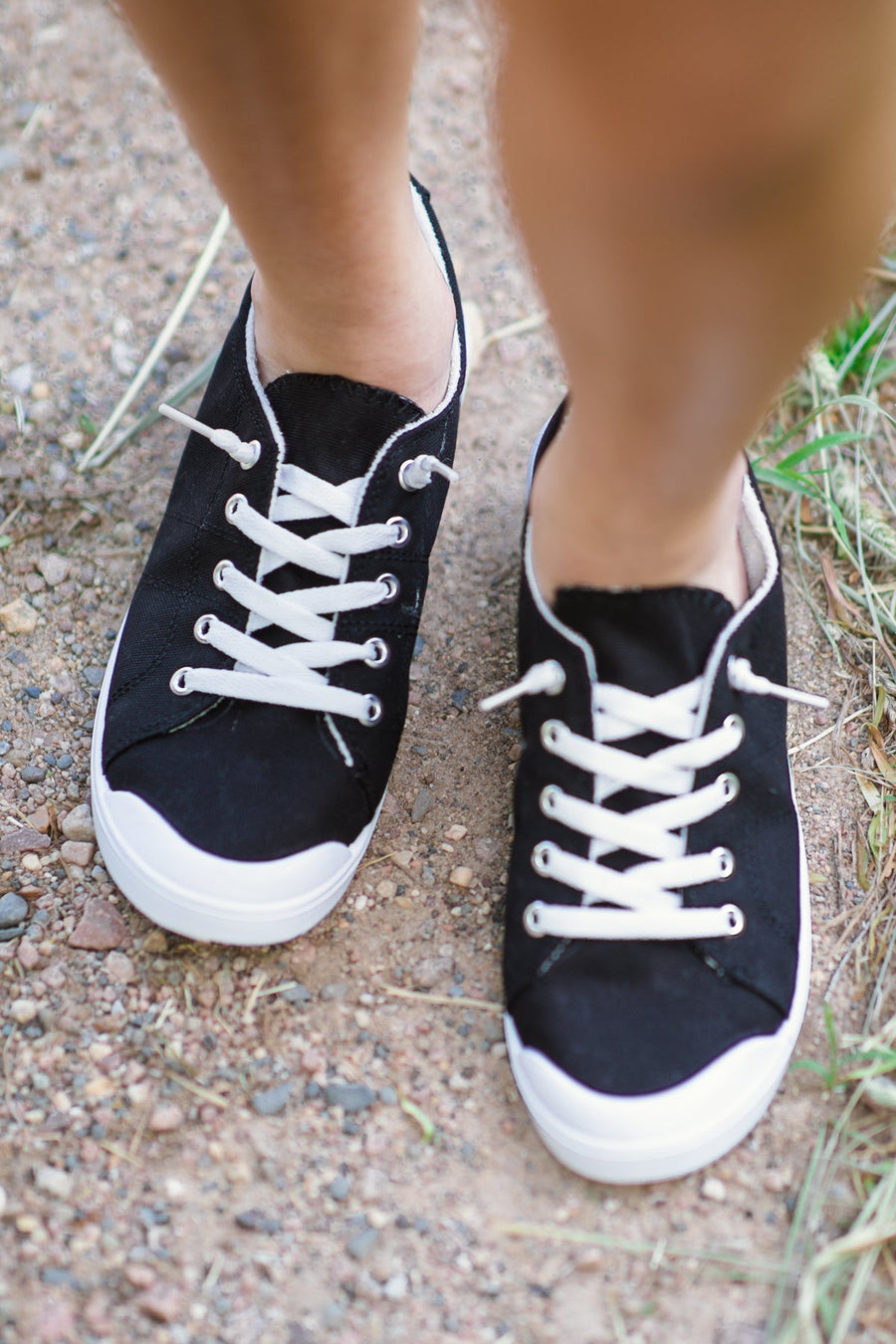 Black and White Lace Up Sneakers - Filly Flair