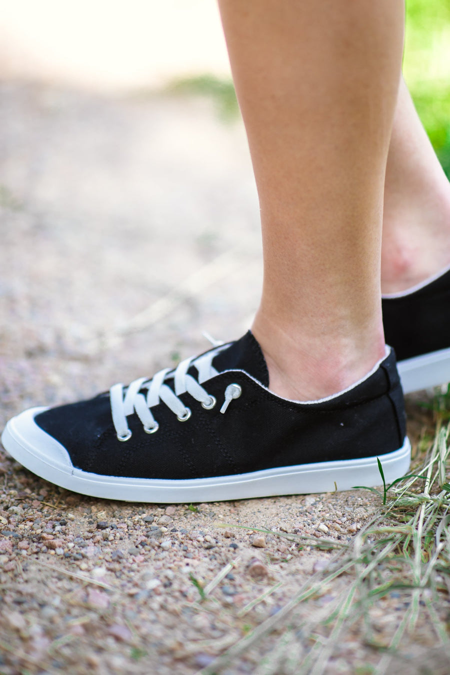 Black and White Lace Up Sneakers - Filly Flair