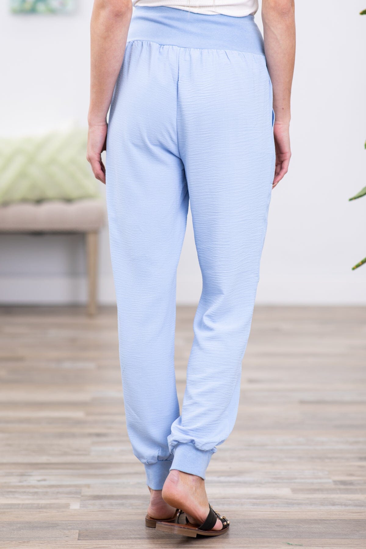 Pastel Blue Airflow Wide Waistband Joggers - Filly Flair