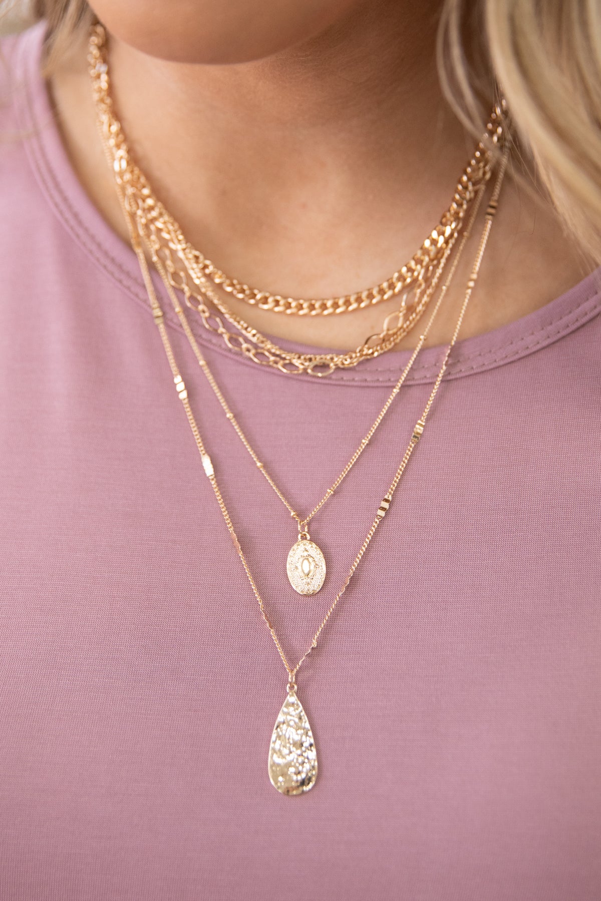 Gold Double Chain and Pendant Necklace - Filly Flair