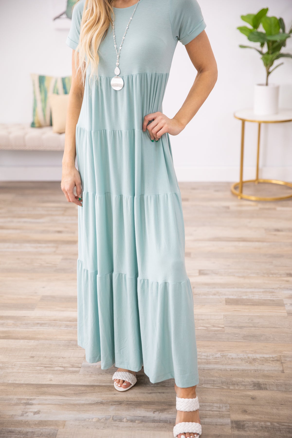 Mint Short Sleeve Maxi Dress - Filly Flair