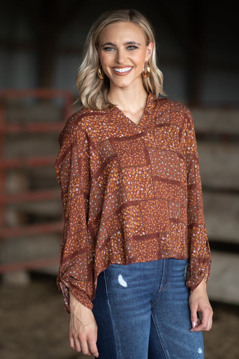 Rust Floral Patchwork Print - Filly Flair