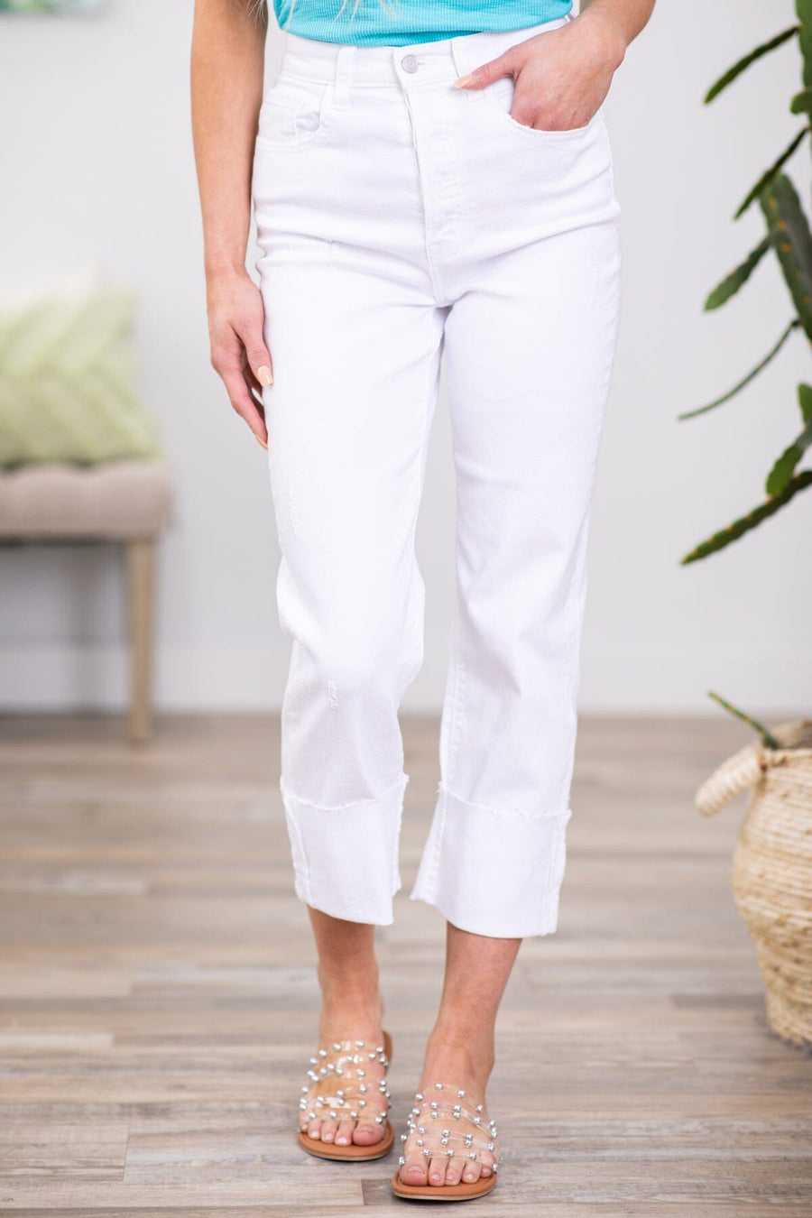 Cello White Single Cuff Dad Jeans - Filly Flair