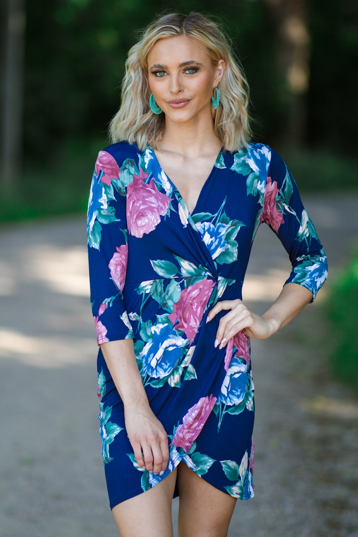 Navy and Dusty Rose Floral Print Dress Filly Flair Navy and Dusty Rose Floral Print Dress Filly Flair