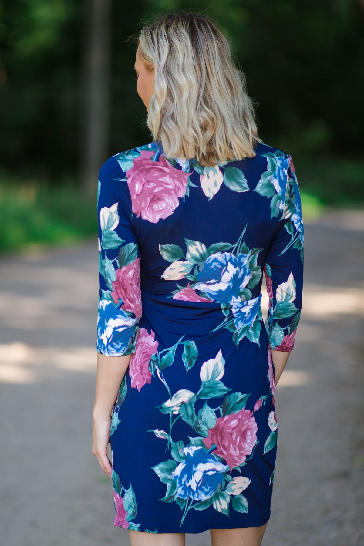 Navy and Dusty Rose Floral Print Dress - Filly Flair