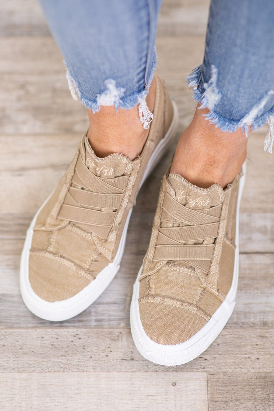 Mocha and White Slip On Sneakers - Filly Flair