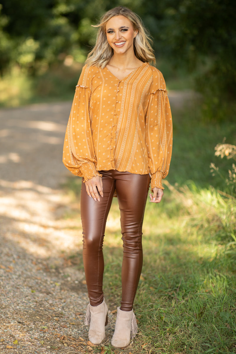 Chestnut Coated Skinny Pants - Filly Flair