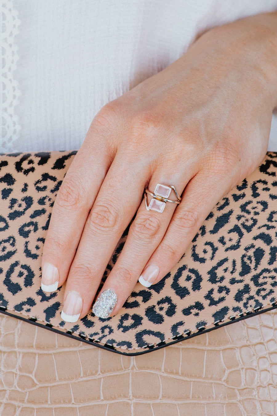 Pink Quartz Two Stone Sterling Silver Ring - Filly Flair