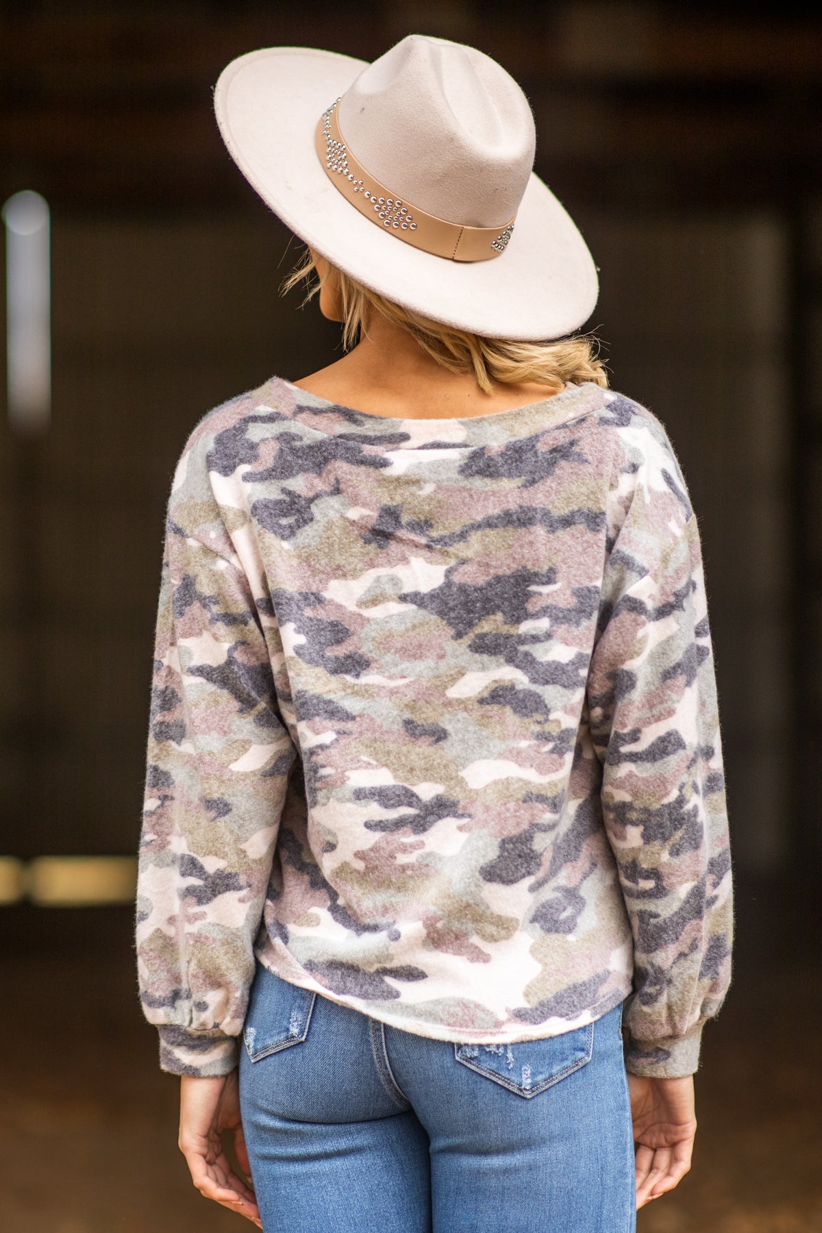 Sage Multicolor Camouflage Print Top - Filly Flair